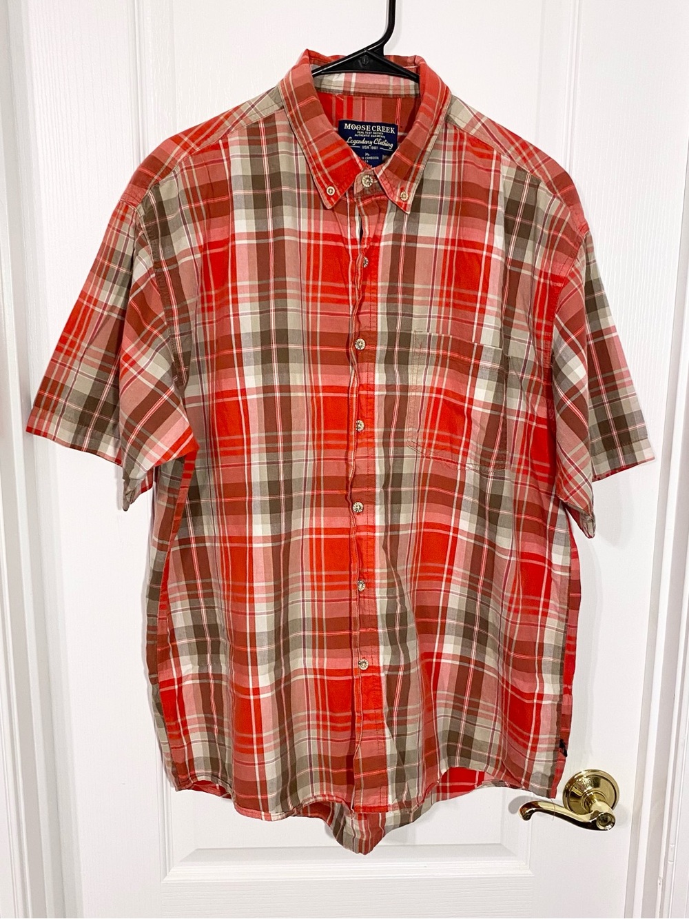 90s Y2K Moose Creek Plaid Short Sleeve Button Down Shirt Vintage Red Men’s XL